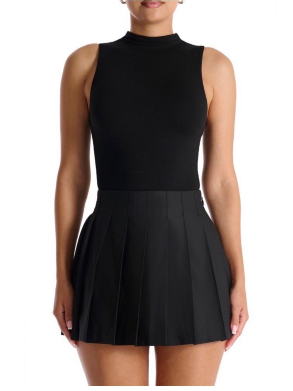 naked wardrobe Black Pleated Mini Skirt